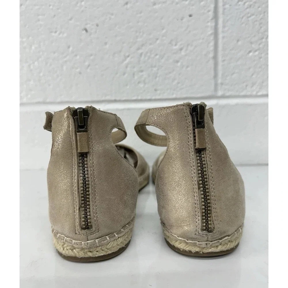 Eileen Fisher Espadrille Size 10 Tumbled Metallic Leather Flat Shoes‎